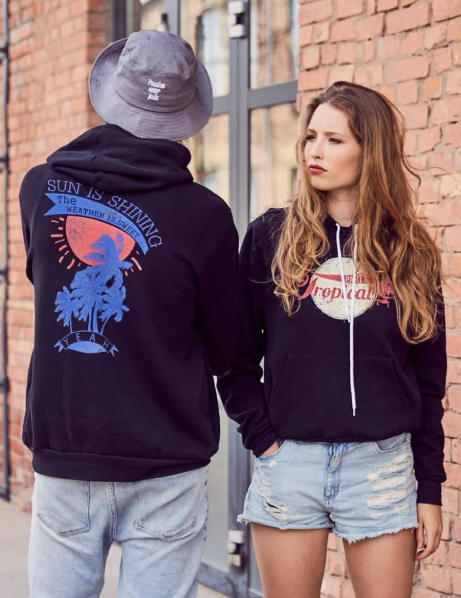custom printed black hoodies men and women